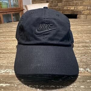 Nike Club Unstructured Futura Wash Cap Hat Size Size M/L Triple Black Adjustable